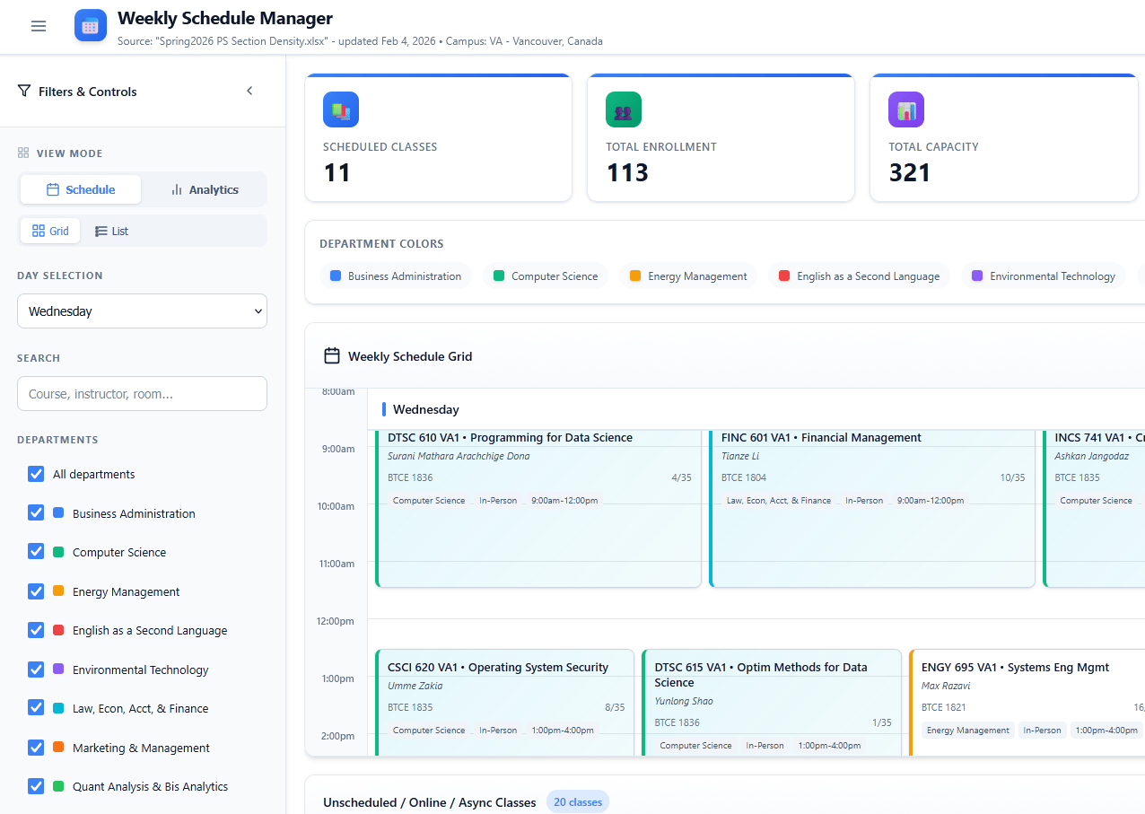 Weekly Schedule Manager