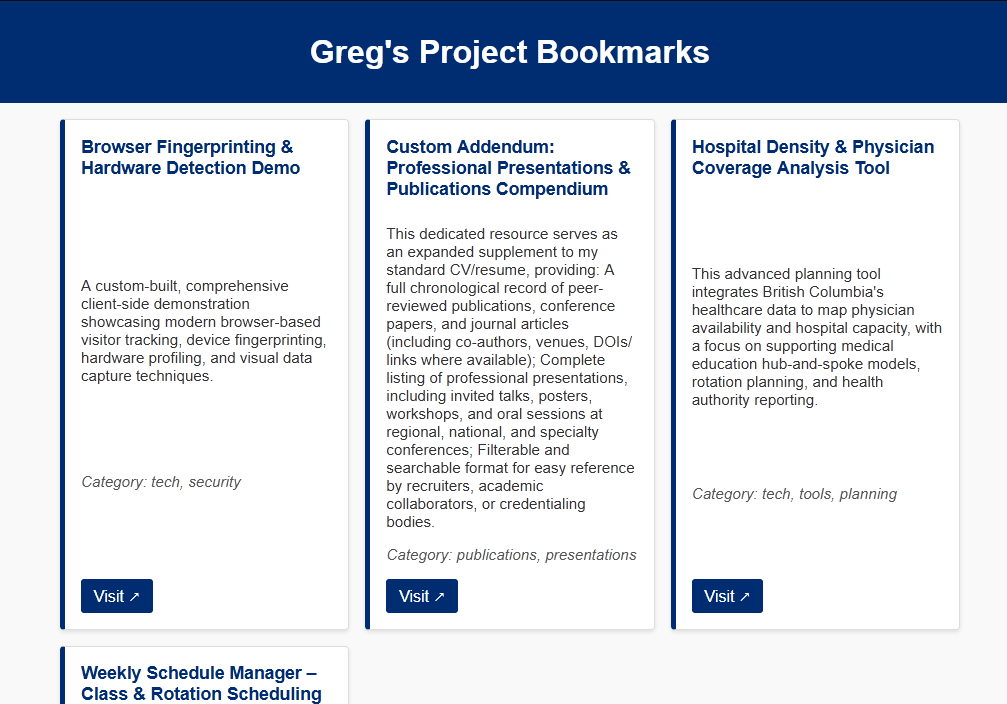 Project Bookmarks Hub